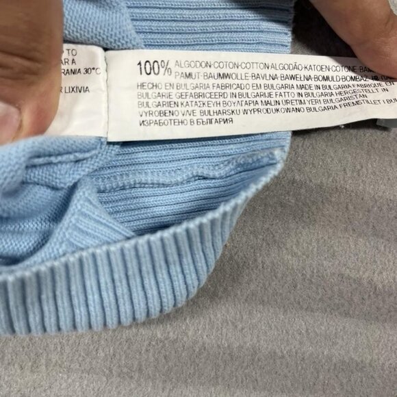 Zara Sweater Mens Medium Blue Full Zip Mock Neck Knit Cotton Lightweight Casual - Picture 3 of 7